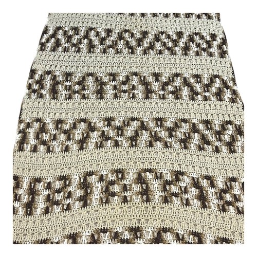 Brown and Cream Beige Handmade Afghan Crochet Blanket Sofa Chair Throw 79x50 - Picture 3 of 6
