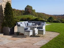 Bramblecrest Tetbury Cloud Rattan Mini Corner Sofa with Table & 2 Stools