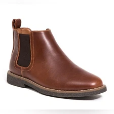 DEER STAGS Boys Brown Chelsea Boot Zane Bootie Faux Leather Comfort Redwood 5