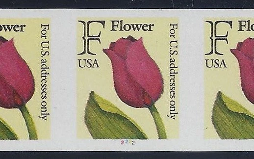 2518a - Scarce Imperf Error "F Rate" Flower PNC7 #2222 Mint NH - Image 2 of 2