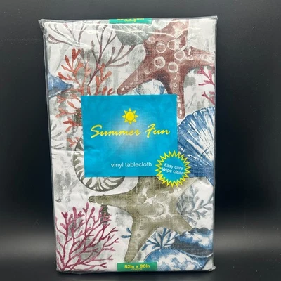 SUMMER FUN Vinyl Muschel Tischdecke STRAND KORALLE 52 x 90 cm NEU - Bild 1 von 4