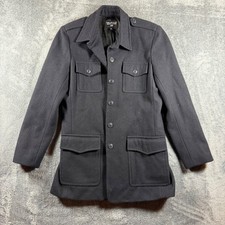 Polo Jeans Co Ralph Lauren Coat Mens Medium Black Wool Blend Made USA Vintage