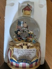 Vintage Disney Mickey's Yankee Doodle Dandy Musical Snow Globe July 4th 1776
