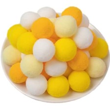 100 Pieces Pom Poms Yellow and White, 1.2 inch Large Craft Pompoms, Soft Fluf...