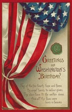 Vtg Clapsaddle Buckeye Green Seal Beer Ad Washingtons Birthday PC A/S Emb c1910