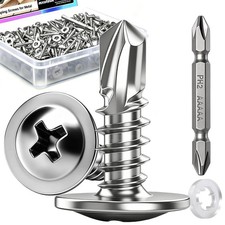 530PCS 8 x 1/2" Self Tapping Screws 410 Stainless Steel Truss Head Washer Kit
