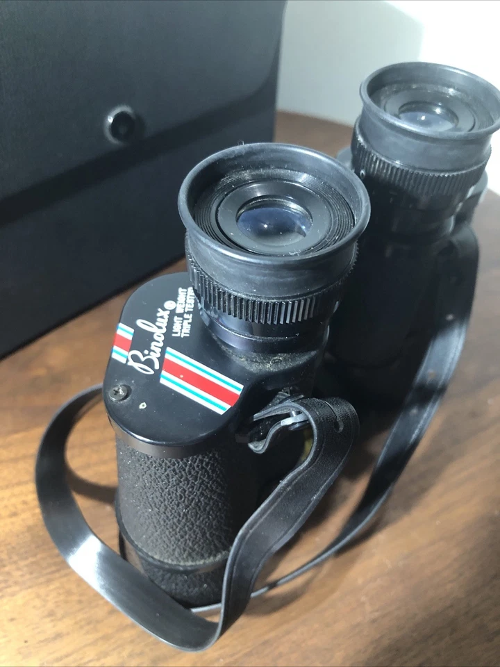 Vintage Binolux 7x35 Binoculars Japan w/Strap and Case - Image 3 of 4