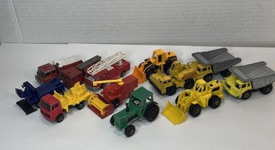 Mixed Lot of 12 Vintage HotWheels Matchbox & Majorette Diecast Construction Cars