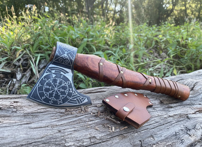 CUSTOM HAND FORGED Carbon Steel Viking VALHALLA Axe Tomahawk Throwing Axe+Sheath