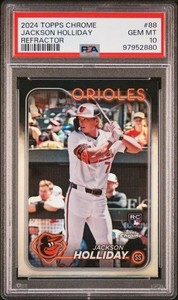 💎2024 Topps Chrome Refractor #88 Jackson Holliday RC Baltimore Orioles PSA 10💎