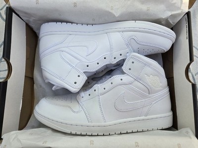 Nike Air Jordan 1 Mid Triple White Shoes NEW In Box Size 10
