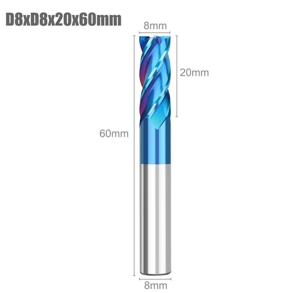 VHM Schaftfräser 8mm Hartmetall 4 Zähne CNC Fräser Metall Spiralnutfräser - Bild 3 von 4