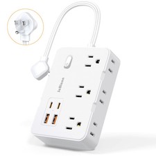 Power Strip with 6AC Outlets 2 USB Ports 2 Type-C 0.5FT Extension Cable US Plug