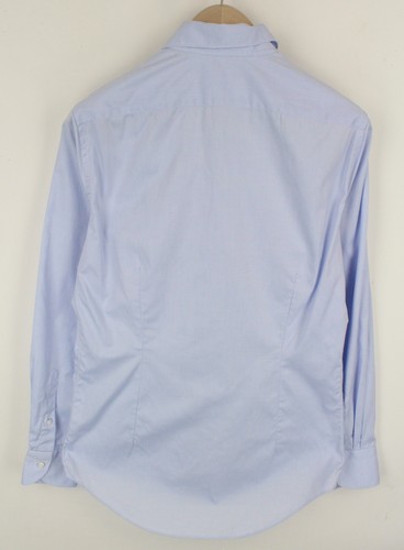 SUITSUPPLY Men's Shirt 39/15.5 Extra Slim Blue Cotton Twill Button Up slim - Picture 2 of 8