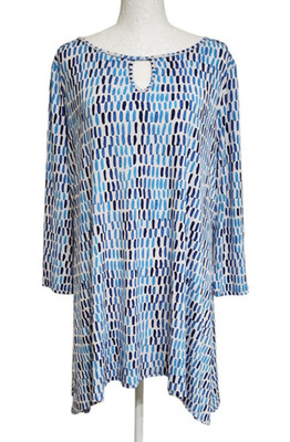 Clara Sun Woo Blue Keyhole Tunic Top Size XL