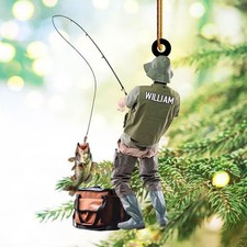 Personalized Fishing Christmas Ornament Gift for Fishermen Xmas Tree Decor