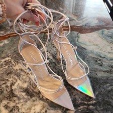 Stuart WeitzmanPoint Toe Stiletto Pumps Silver 6b