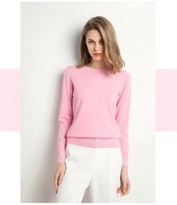 Ladies Crew Neck Blend Jumper Brown Cream Blue Red Pink Sweater Soft Knit S-3XL