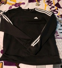 Vintage Adidas Men  s L Essential 3 Stripe Fleece Crewneck Sweatshirt