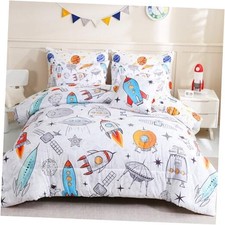 8 Pieces Full Size Comforter Sets Bed in a Bag for Kids,Space Full-8Pcs Rocket