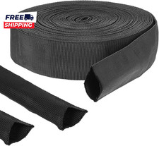 33 FT Nylon Hydraulic Hose Protector Sleeve Black Protective Cover Hose Sheath