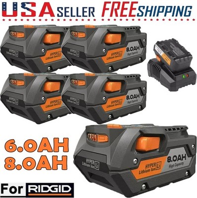 1/2PACK For Ridgid 18V R840085 8.0Ah 6.0Ah Lithium Battery Rigid 18Volt R840087