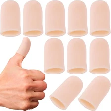 10pcs Gel Finger Cots, Silicone Protector, Thumb Cover Skin-colored 