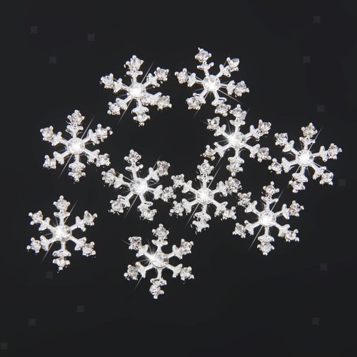 10x Jewelry Making DIY SnowFlake Crystal Diamante Flatback Embellishment - Picture 1 of 6