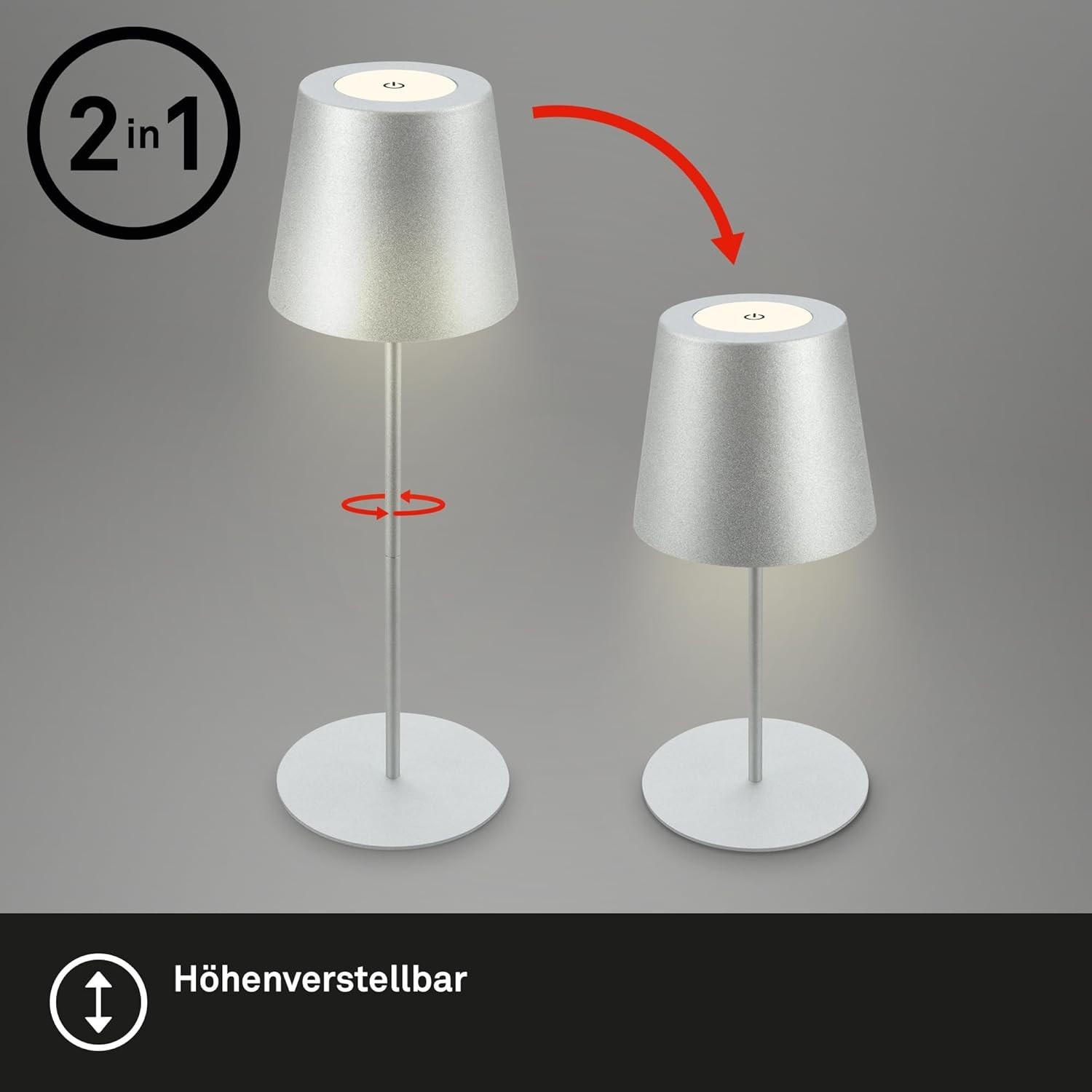 Lampada LED Briloner Wireless: Touch, Ricarica USB-C e Resistente IP44 - 4
