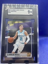 2020-21 Panini Clearly Donruss - #87 LaMelo Ball Gold RC SGC 9 Rated Rookie SP