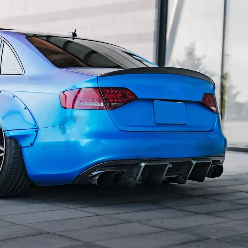 Real Carbon Fiber Rear Bumper Diffuser Lip Spoiler For Audi S4 B8 Sedan 2008-12 - Image 3 of 4