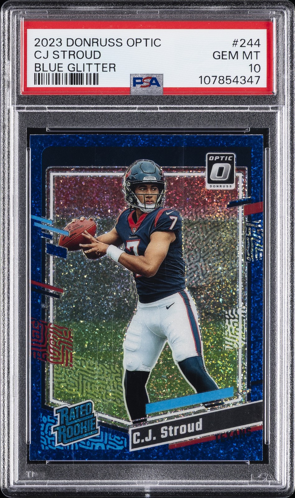 2023 PANINI DONRUSS OPTIC BLUE GLITTER #244 CJ STROUD ROOKIE RC PSA 10