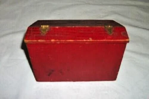 Americana Primitive Wood Recipe Box Stencil Federal Eagle Red Alligatored Finish - Image 2 of 4