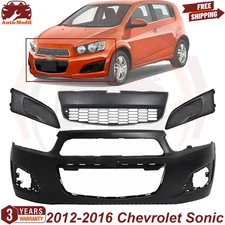 Front Bumper Cover Primed & Lower Grille Kit For 2012-2016 Chevrolet Sonic
