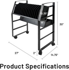 16 Device Mobile Charging Cart for Laptop and Tablet, Open Storage  Charge Cart