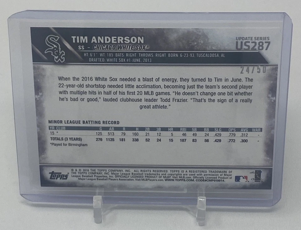 Topps Update Series 2016 - Tim Anderson #US287 rosa/50 (RC) Foto 4 de 4