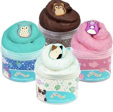 Squishmallows PREMIUM SCENTED CLOUD SLIME TINSEL GLITTER  CHARM 4 Pack Bundle