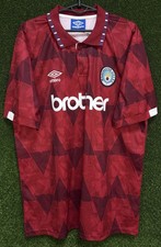 RETRO MENS FC MANCHESTER CITY 1990/1992 AWAY SOCCER FOOTBALL SHIRT JERSEY SIZE L