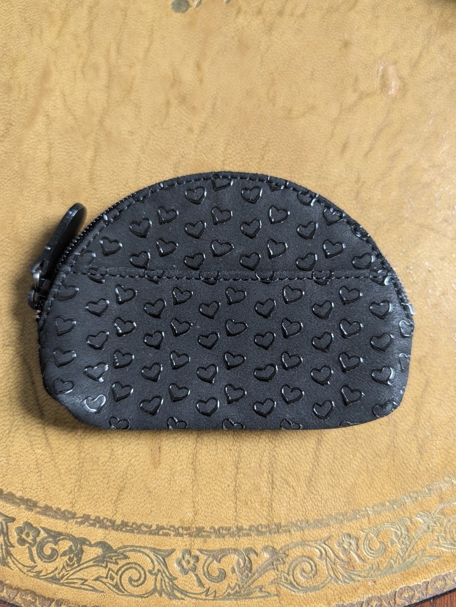 TIFFANY x Elsa Peretti Black Suede Heart Pattern Japan Coin Purse