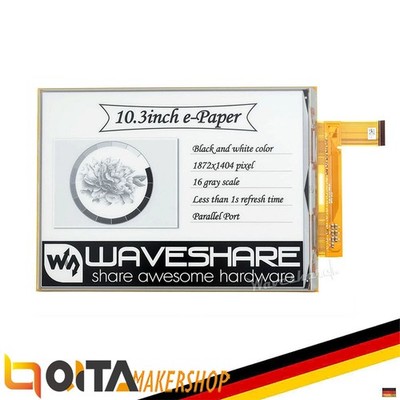 Waveshare 10,3 Zoll flexibles E-Ink raw Display - 1872×1404, Parallelport, 15873