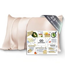 100 Silk Pillowcase for Hair and Skin, Both Sides Grade 6A 23mm Mulberry Si...