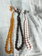 Islamic Prayer Beads Tasbih Misbaha Set of 3 Amber Brown Pink Rosary Tasbeeh