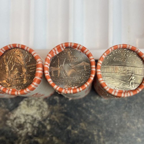 2001 full state quarter set NY NC RI VT KT P 5 rolls Original GEM BU Bank wrap - Picture 9 of 16