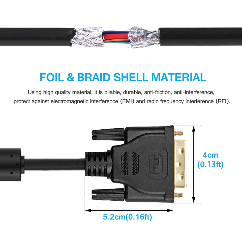 Digital Monitor Video DVI D To DVI-D Gold Male 24+1 Pin Dual Link TV Cable Cord - Image 3 of 4
