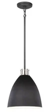 GL - Varus 10.5 in. W 1-Light Matte Black Metal Modern Industrial Pendant