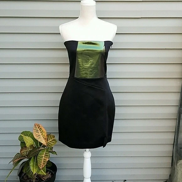 Abito Kate Spade SATURDAY senza spalline a pannello iridescente spacco davanti taglia 6 $170