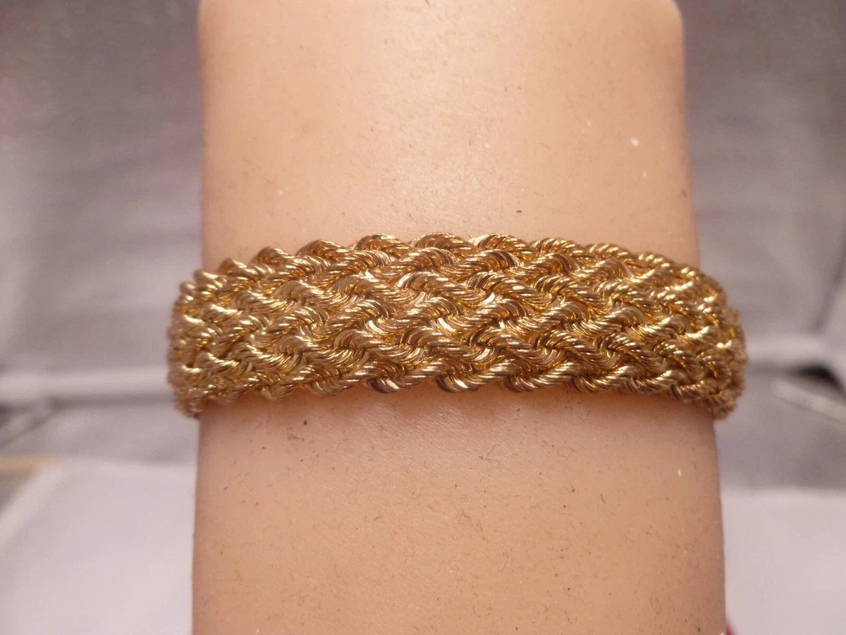 BBB Peru 14K Yellow Gold 6 Ropes Chains Graduated Braided Bracelet