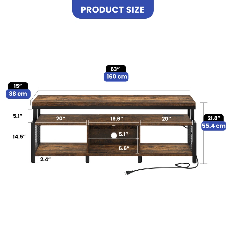 TV Stand Console for TVs up to 70 in w/ LED Lights and Power Outlets Console - Image 2 of 4