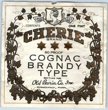 1920s-30s Cherie Cognac Brandy Old Peoria Co Minneapolis Label WL2