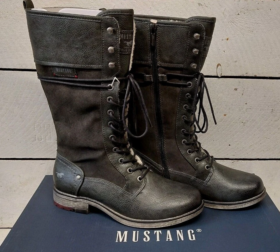 Ladies Mustang 1295-606-09/307 Mid Calf Lace & Zip Boots - Image 3 of 4